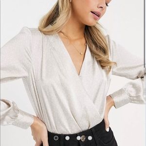 Abercrombie & Fitch satin leopard detail bodysuit